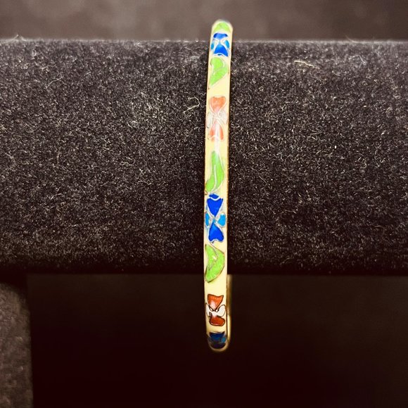 Unbranded Jewelry - Vintage Cloisonné Gold Tone Bangle Bracelet (3798)